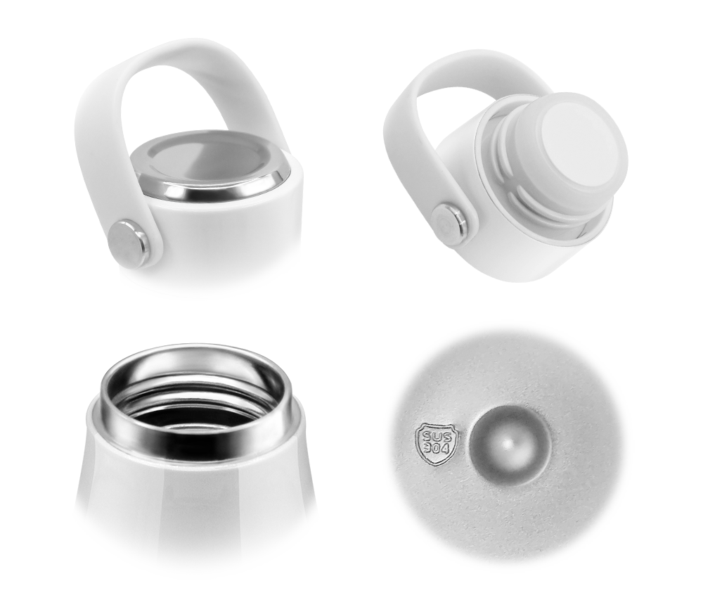 Jenny Water Bottle Details - TPU Carry Loop and Mirror-Polished Lid