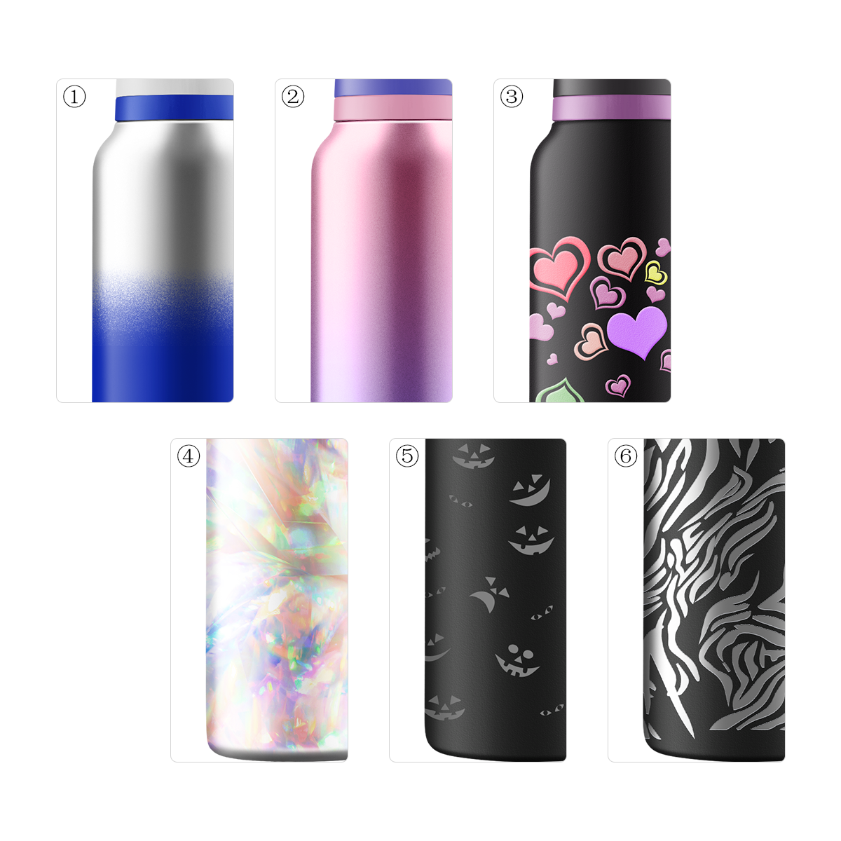 Custom Printing Options - Gradient Powder Coating, UV Coating, 3D Printing, Thermal Transfer for Seno 350ML Bottle