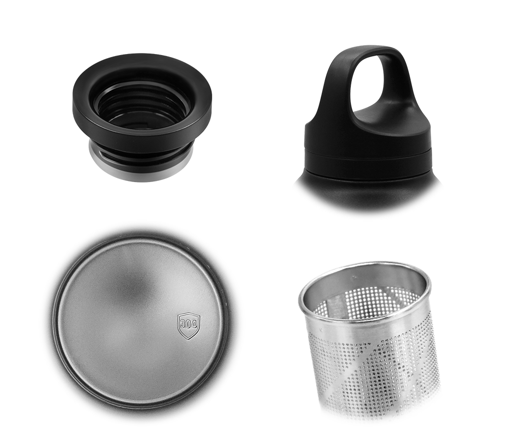 Seno Water Bottle Details - Removable Drinking Spout, Thickened Lifting Ring, and Fine Tea Strainer